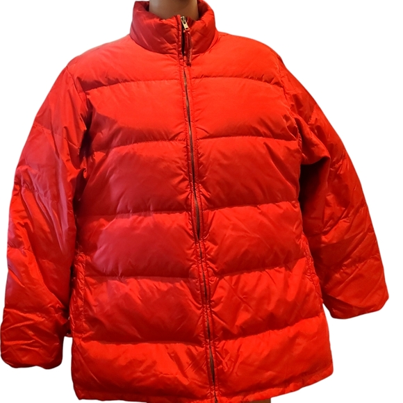 Tommy Hilfigger Down Puffer Red Jacket XL full zip Unisex 55%Down 45% Feathers - Picture 7 of 12